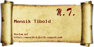 Mensik Tibold névjegykártya